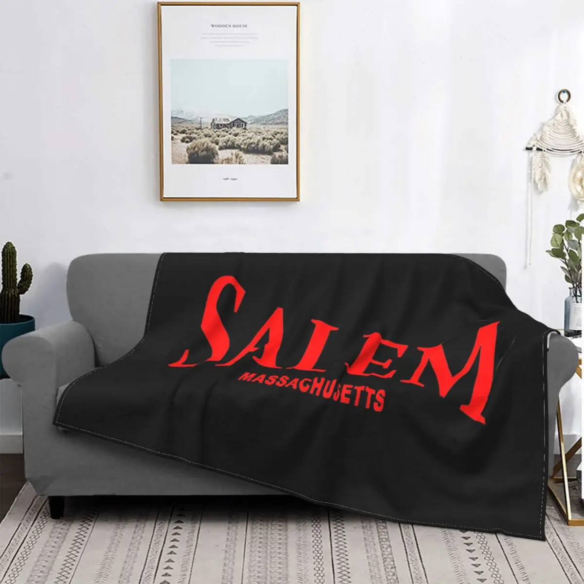 Salem Massachusetts Witches Sabbath Gothic Blanket Flannel Throw Blanket Home Couch Decoration Ultra-Soft Warm Bedspread