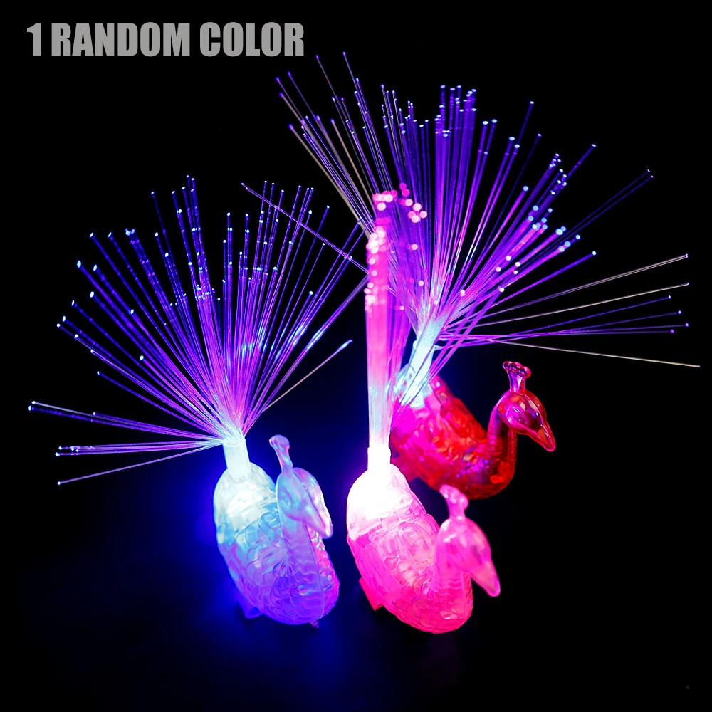 LED Luminous Peacock Finger Lamp Kids Glow In The Dark Intelligence Toys Light Twinkle Christmas Party Children Day Decoration