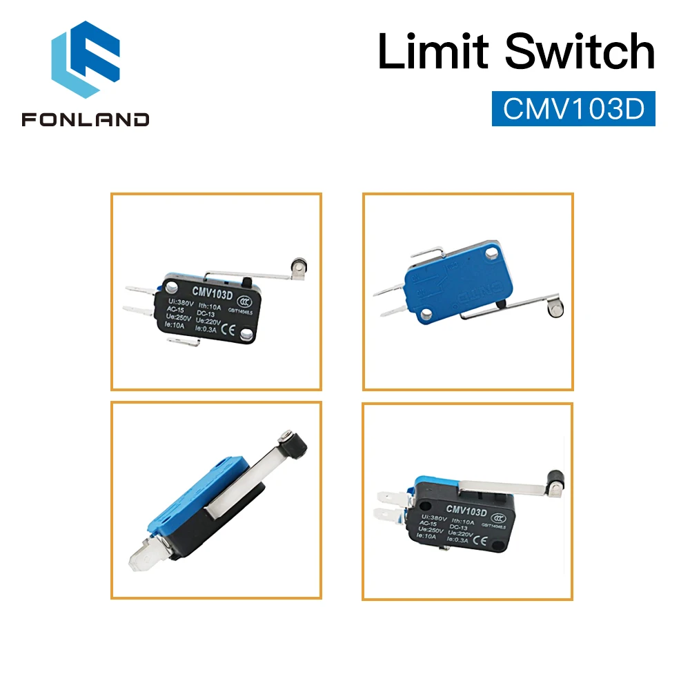 Imagem -05 - Fonland Pequeno Interruptor de Limite Cmv103d Micro Interruptor Momentâneo Punho Longo para Co2 Máquina de Corte a Laser Alta Qualidade