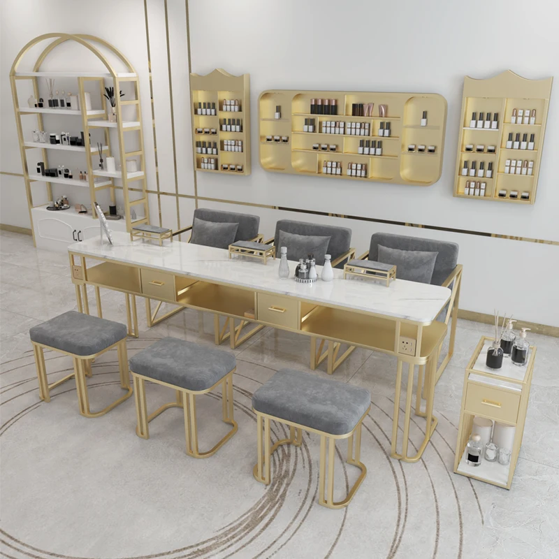 Elegant Modern Nail Desk Simple Design French Classic Nail Desk Aesthetic Premium Table Manucure Professionnelle Salon Furniture