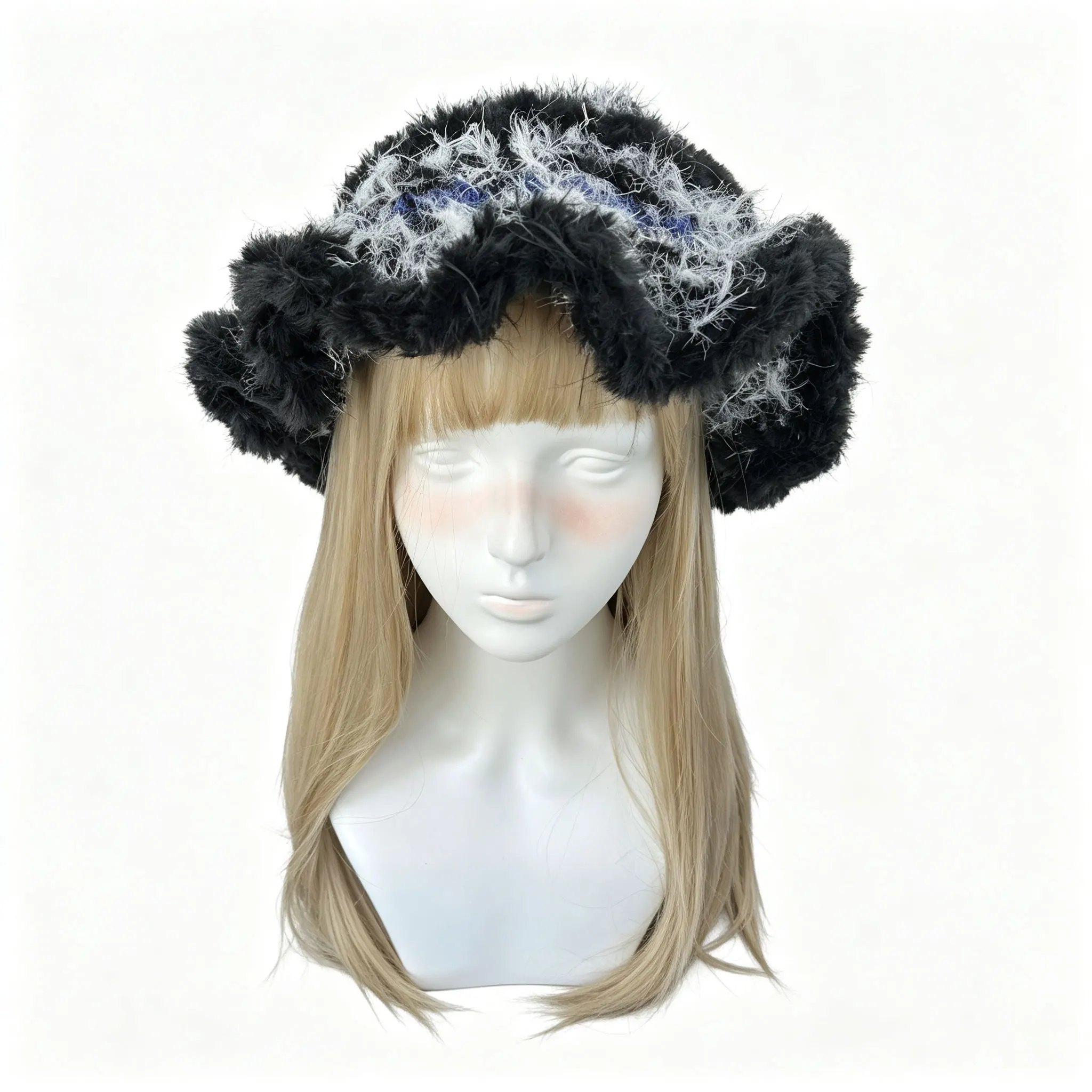 Handmade Black Grey Witch Wizard Hat Women Custom Crochet Ruffled Knit Star Beanie Men Cosplay Halloween Party Unisex Caps Boy