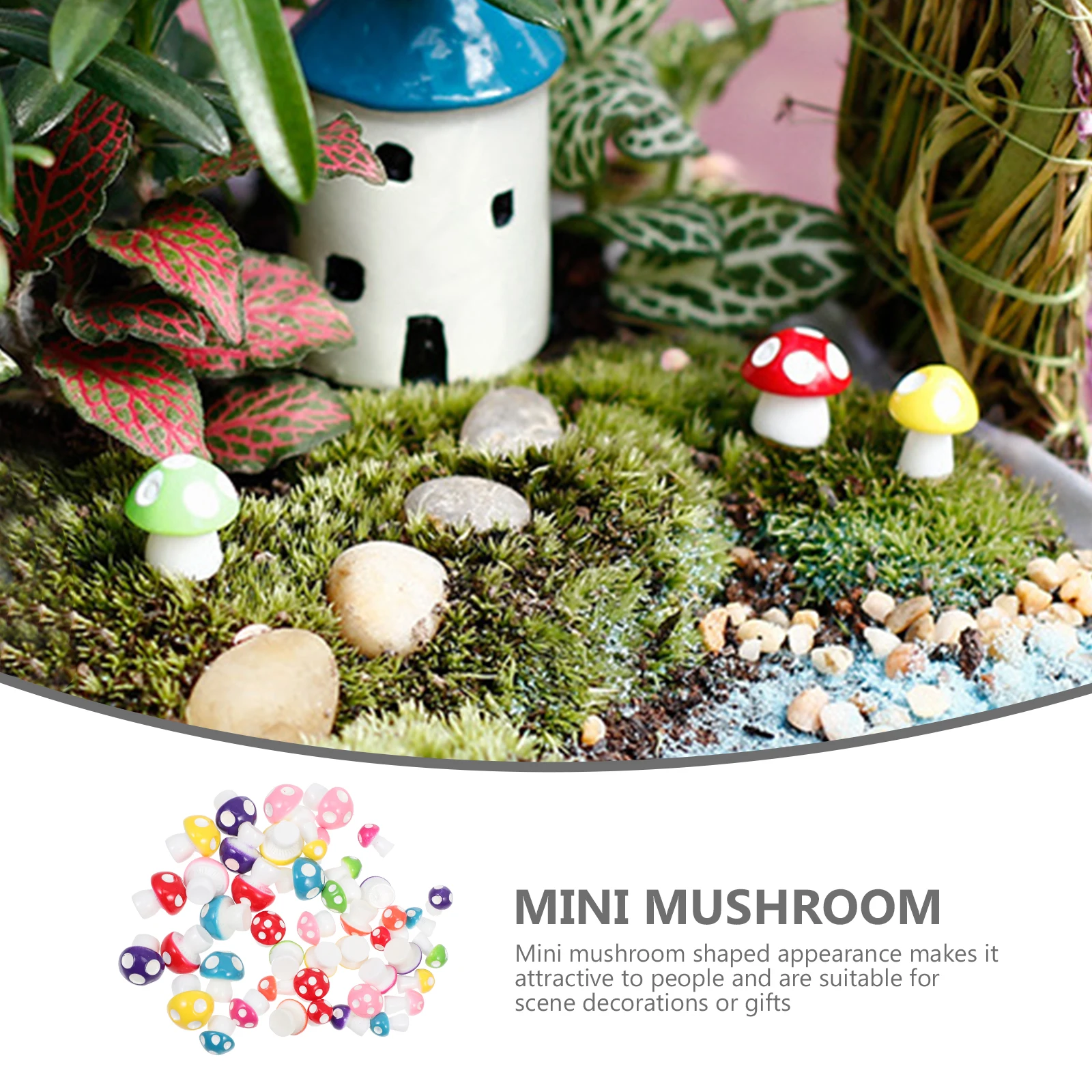 

45Pcs Miniature Mushroom Resin Crafts Simulated Mini Garden Decor Micro Landscape Ornamental DIY Bonsai Decoration Props