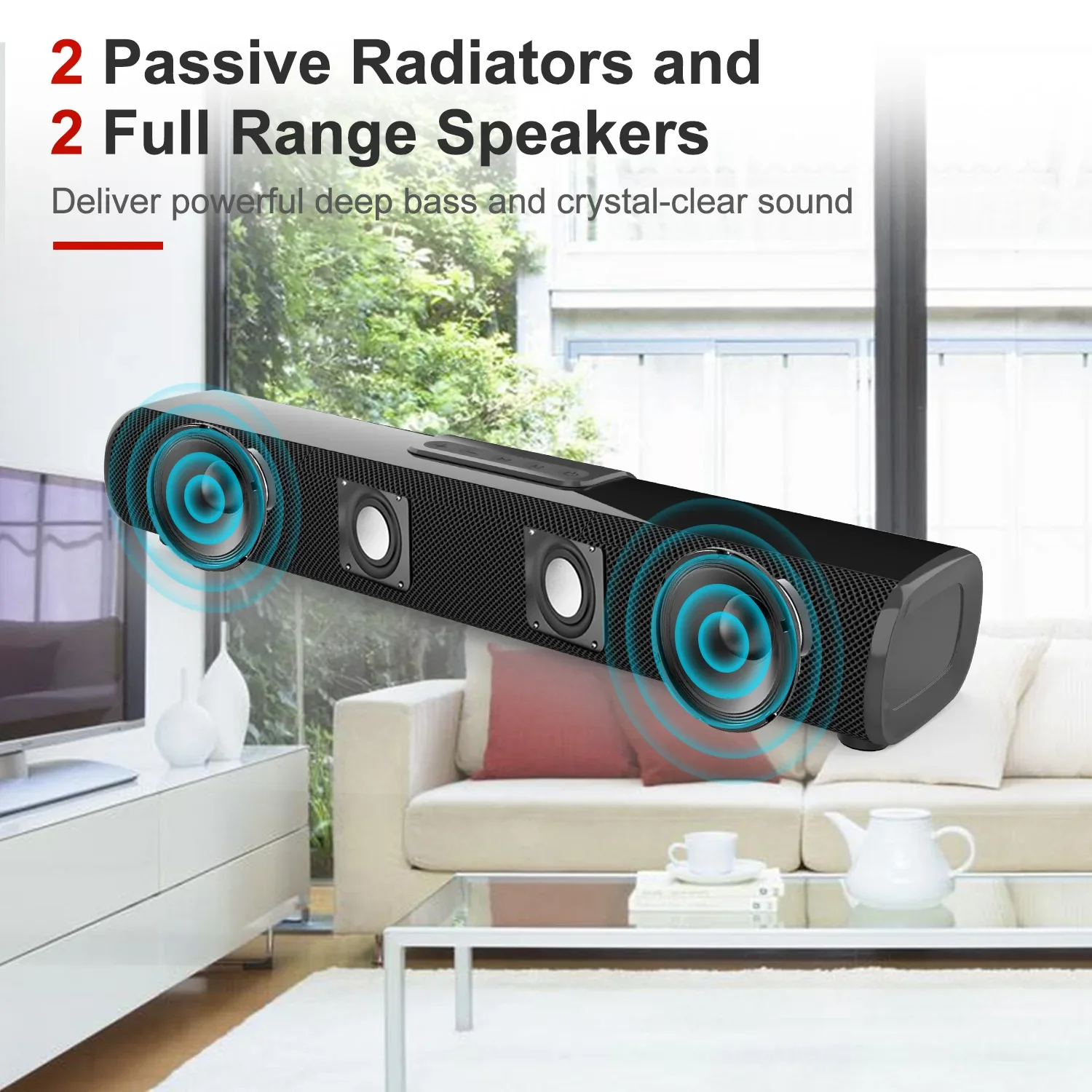 

Саундбар S20 30W для домашнего кинотеатра, Bluetooth-колонка с мощными басами, подключение HDMI, оптический, AUX, USB, RCA, пульт ДУ, ультратонкий дизайн 40 см