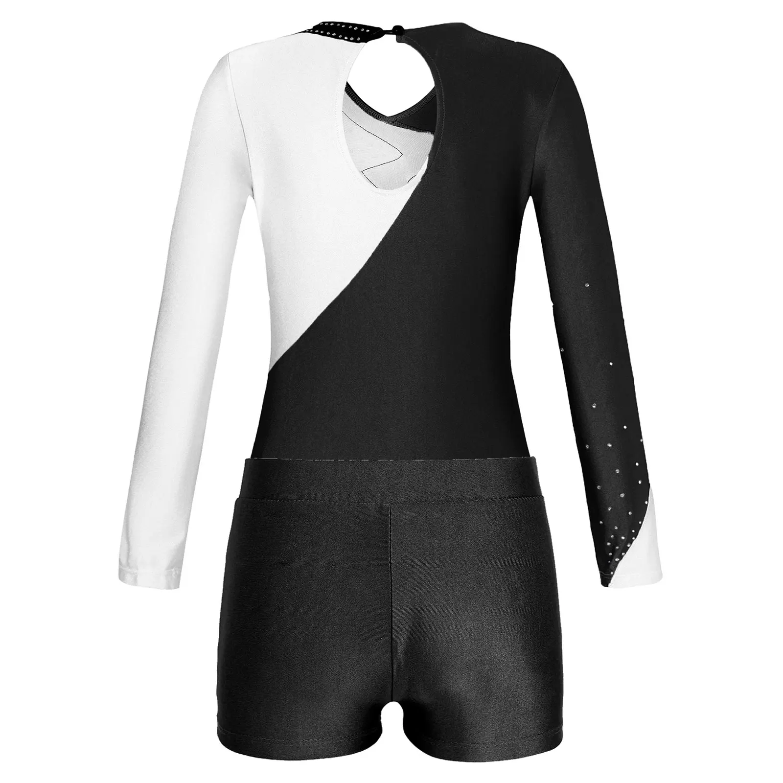 Child Girls Long Sleeve Ballet Dance Gymnastics Figure Skating Acrobatics Leotard with Shorts Dancewear Fitness Yoga Sportswear