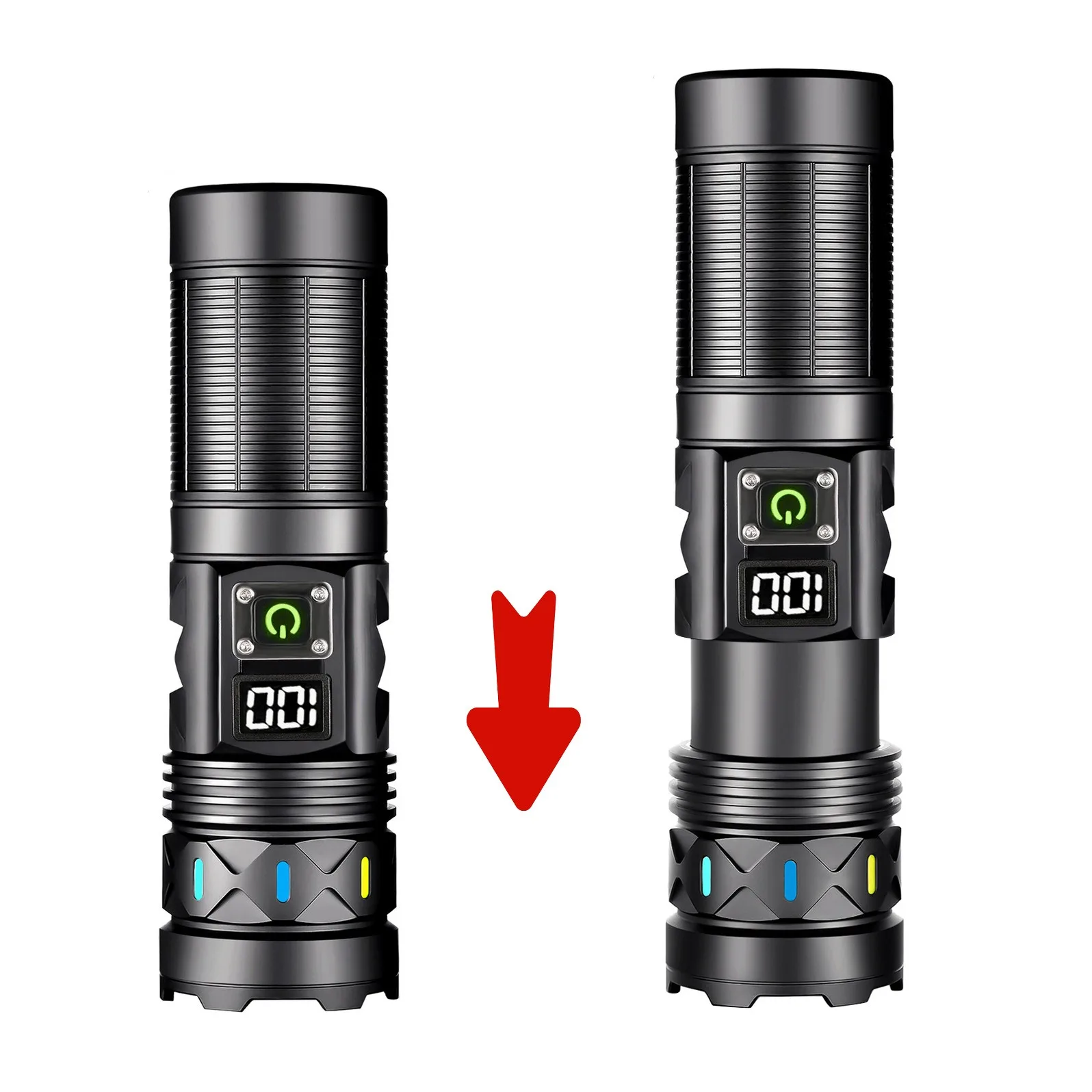 High Power LED Flashlight Telescopic Zoom USB Rechargeable Long Shot 3000M Portable Tactical Torch Outdoor Camping Lantern