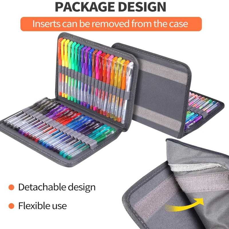 Gel Pens, 200 Pack Artist Colored Gel Pen Set for Adult Coloring Books, Bonus Black Case, Perfect for Drawing Doodle Crafts Journaling Planner