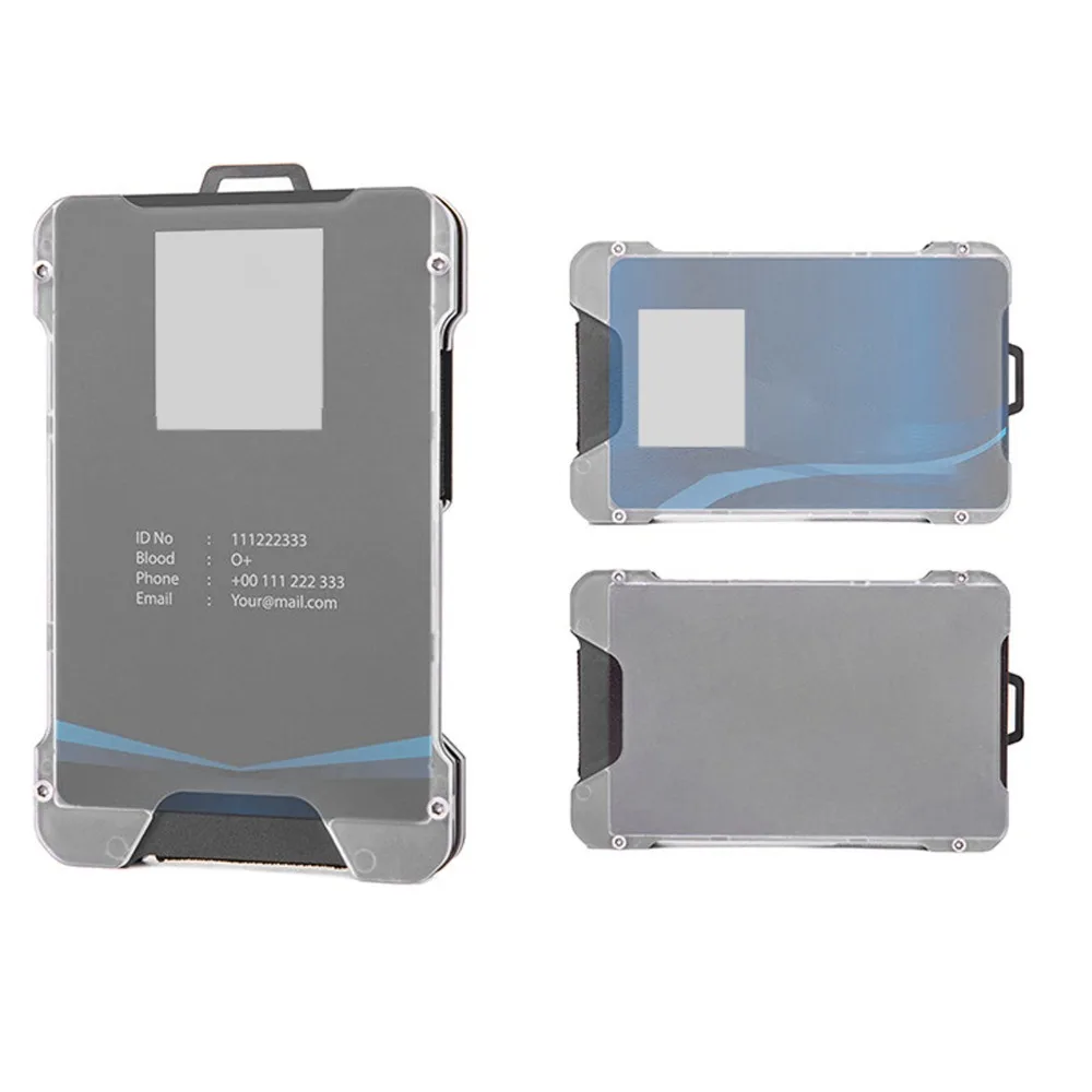 Wear-resistant Black/Grey ID Badge Holder 9.5x1.1x6cm Aluminium Alloy Work Badge Case ID Tag Holder Company Work