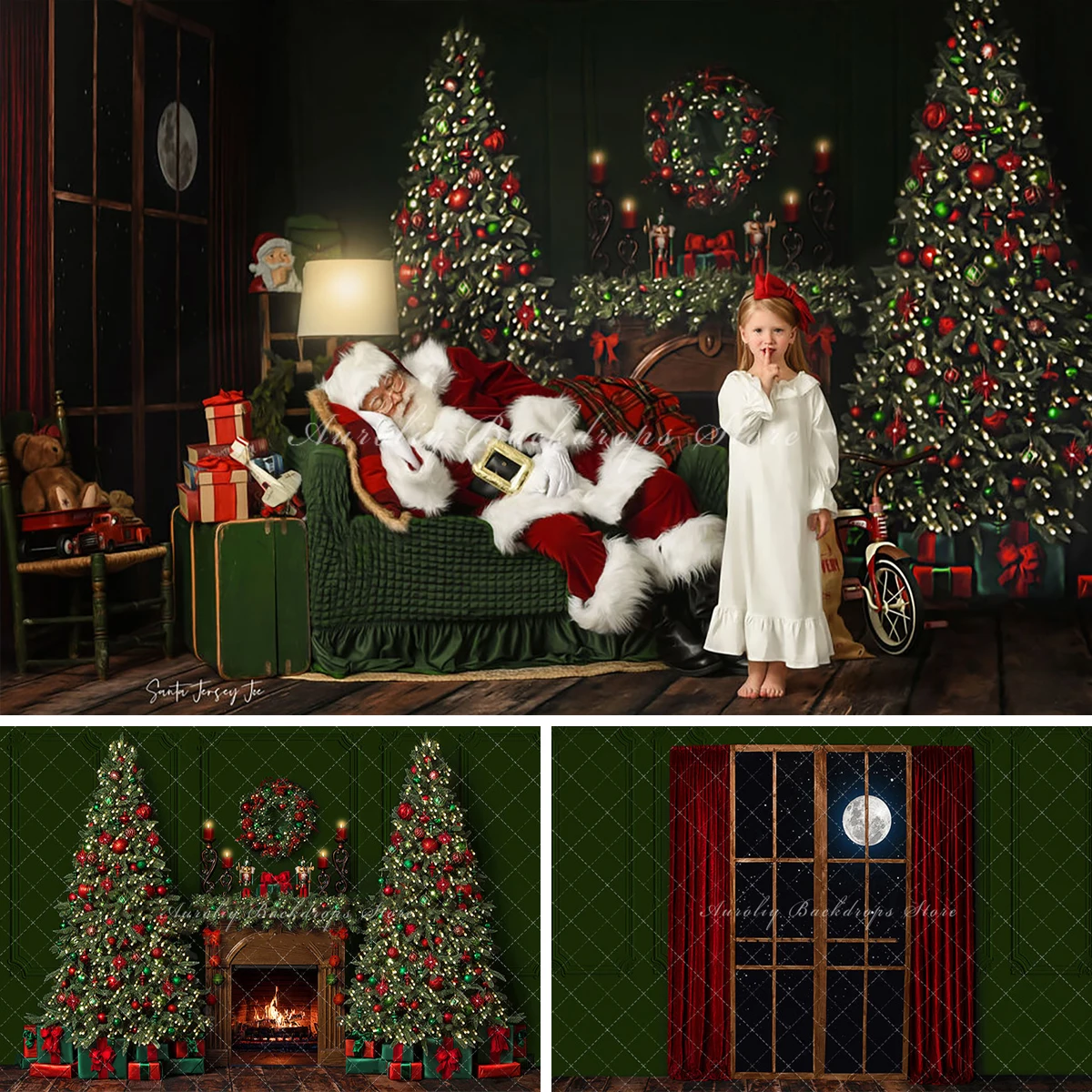 

Christmas Room Backgrounds Kids Adult Photography Props Child Baby Xmas Tree Fireplace Gift Wreath Decors Photo Backdrops