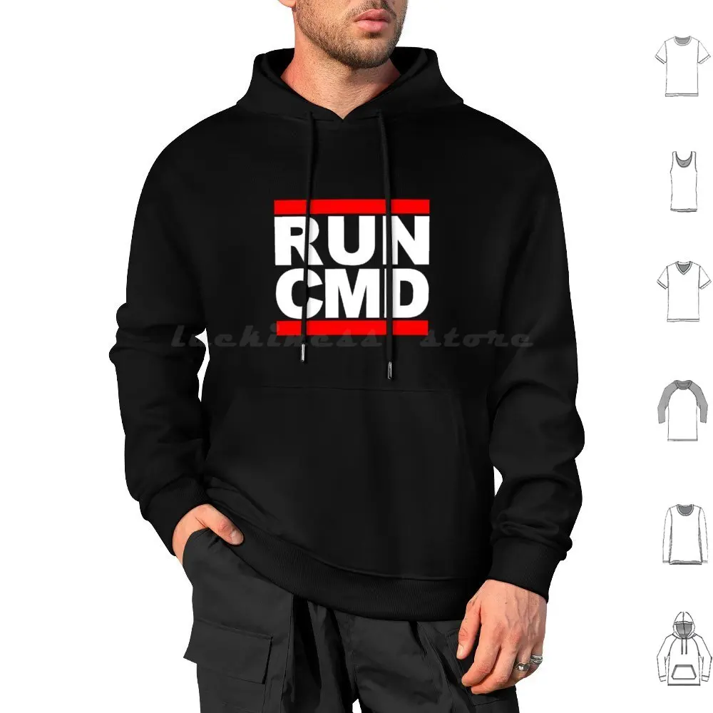 Run Cmd Hoodie cotton Long Sleeve Computer Programmer Geek Freak Sentence Humor Joke Satire Paintmonkeys