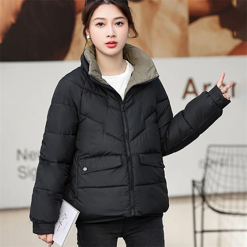 Y2K Winter Down Cotton Jacket 2024 New Stand-Up Collar Thicken Women's Clothes Outeawer Solid Colour Fashion Female Parkas Coat