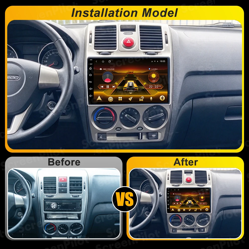 Android 16 For HYUNDAI GETZ 2002 - 2011 Car Radio Stereo Head Unit Multimedia Video Player GPS Navigation 2K QLED 9 inch 5G RDS
