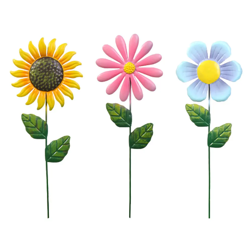 

3Pcs Metal Sunflower Artificial Flowers Outdoor Decor for Garden Patio Pathway Decoration Weather Resistant Flower Stakes