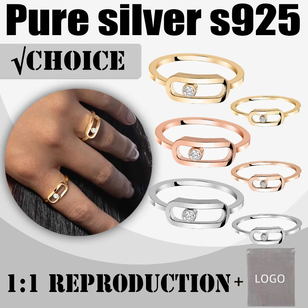 2024 New Sterling Silver s925MOVE UNO Luxury Brand Messik Simple Sliding Diamond Women's Ring