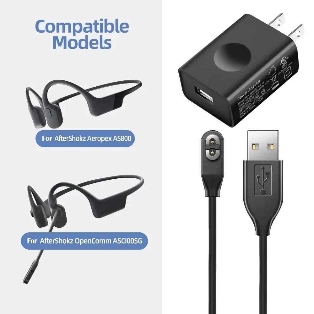 Magnetic USB Charging Cable 100cm Overload Protection Bone Conduction Headphone Charger Cord For AfterShokz Aeropex AS800 AS803