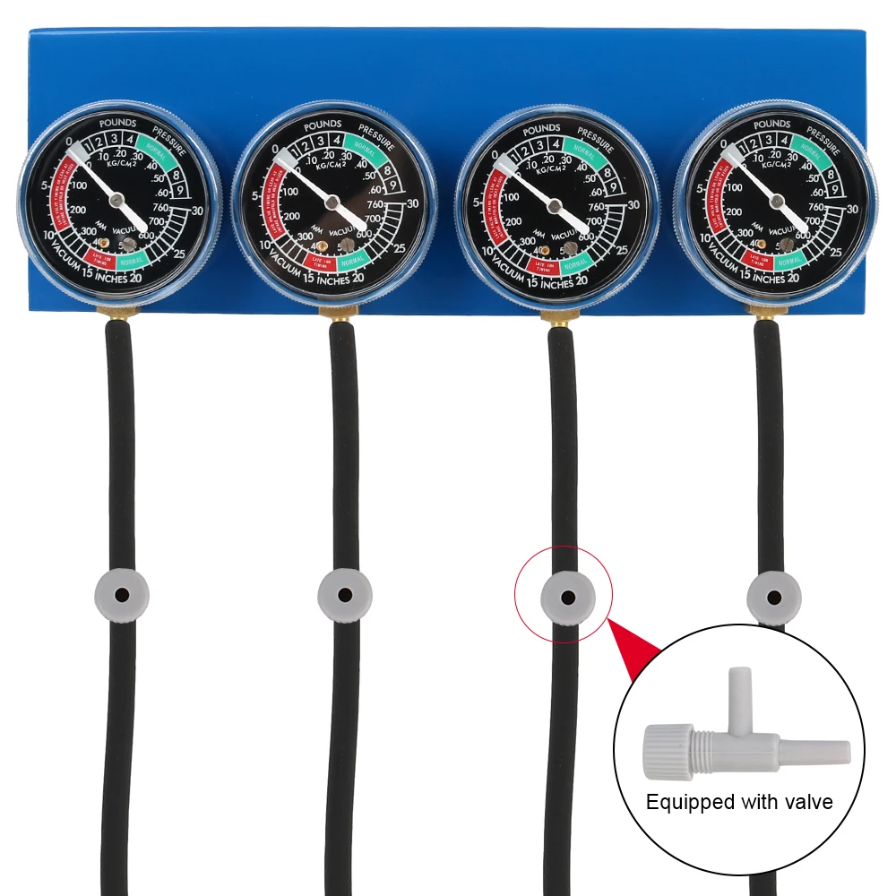 오토바이 연료 카브레타 동기화 진공 밸런서 게이지, 호스 동기화 도구 포함, 4 실린더 엔진 기계