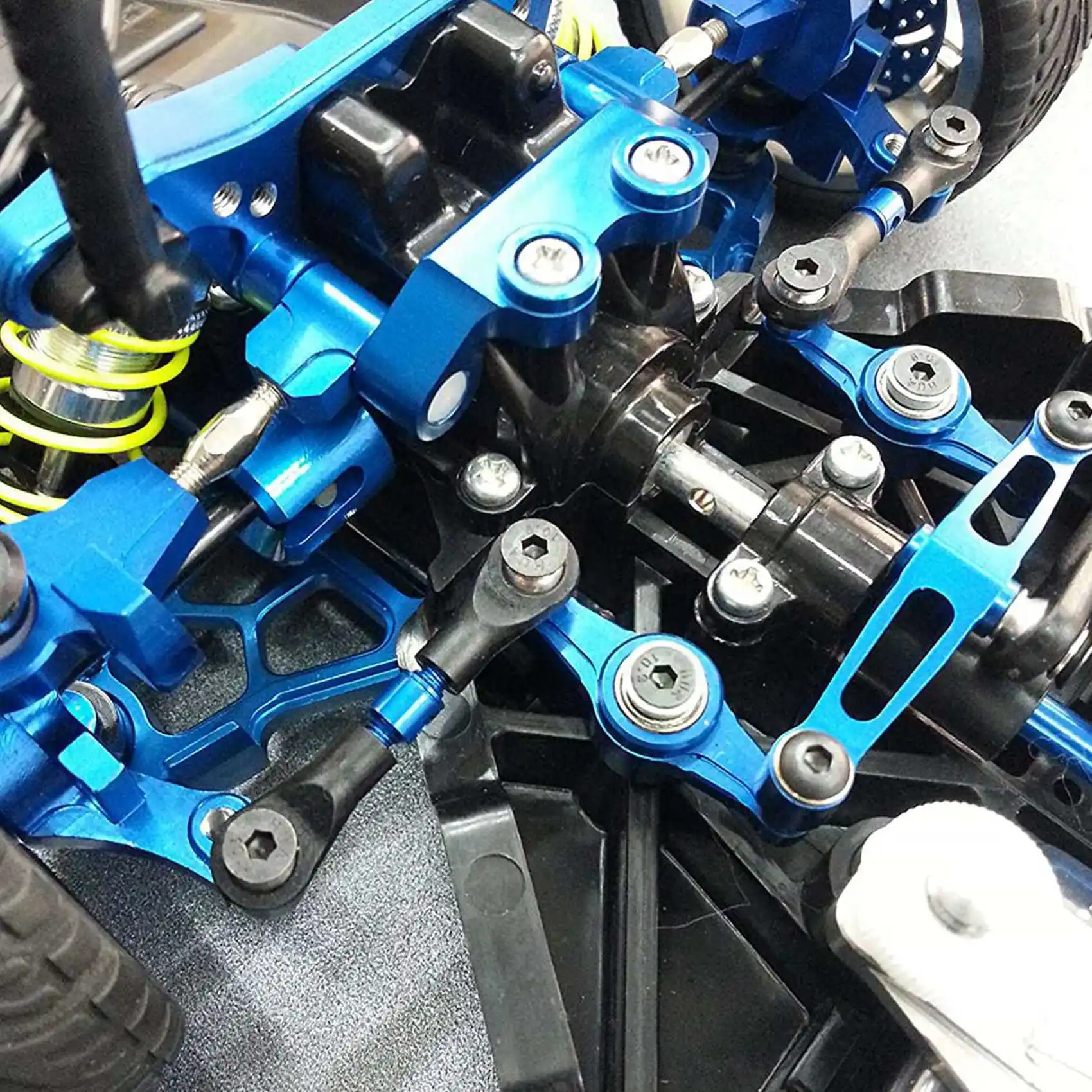 9 pezzi tirante sterzo in metallo biella per Tamiya TT02 TT02T 1/10 RC accessori ricambi auto, blu