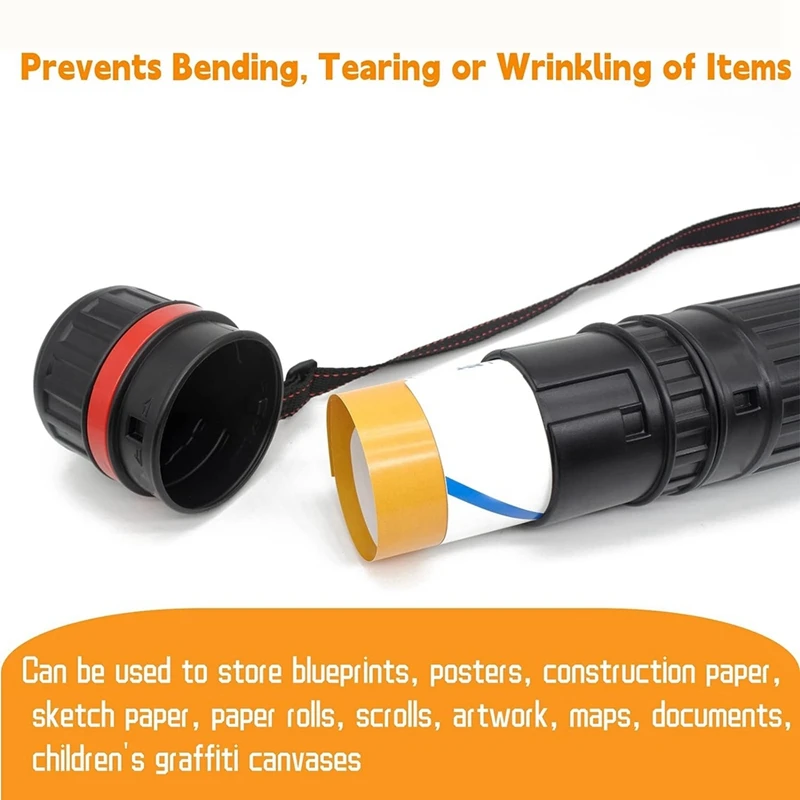 3 buah Poster tabung telescopis Blueprint pemegang tabung seni hitam untuk Poster, dokumen, seni, Blueprints, diperluas 28.75 inci