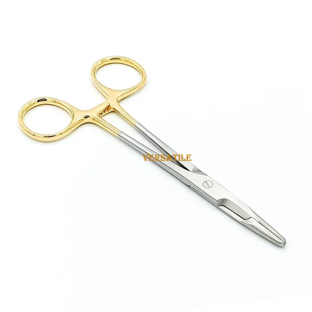 

Needle Holder with Scissors 12.5cm/14cm Multifunctional Needle Holder Insert with Scissors Gold Handle Clamp