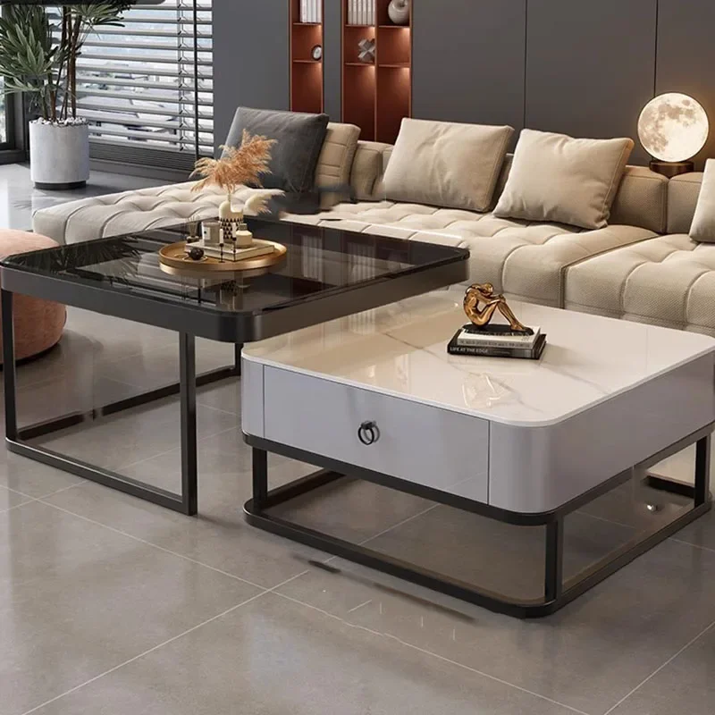 Korea Cheap Clear Coffee Table Living Room Luxury White Glass Nordic Side Table Modern Minimalist Low Mesa Furniture For Home