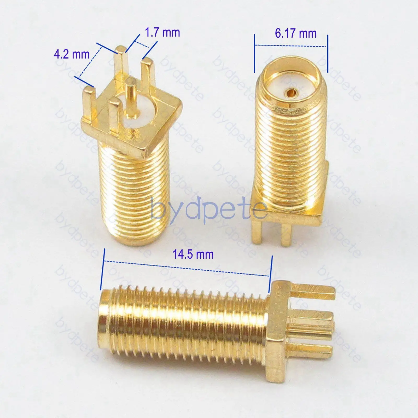 SMA Jack Female Panel PCB Mount Solder Adapter PCB Edge 14.5mm*4.2mm*1.7mm 50ohm Coaxial Coax