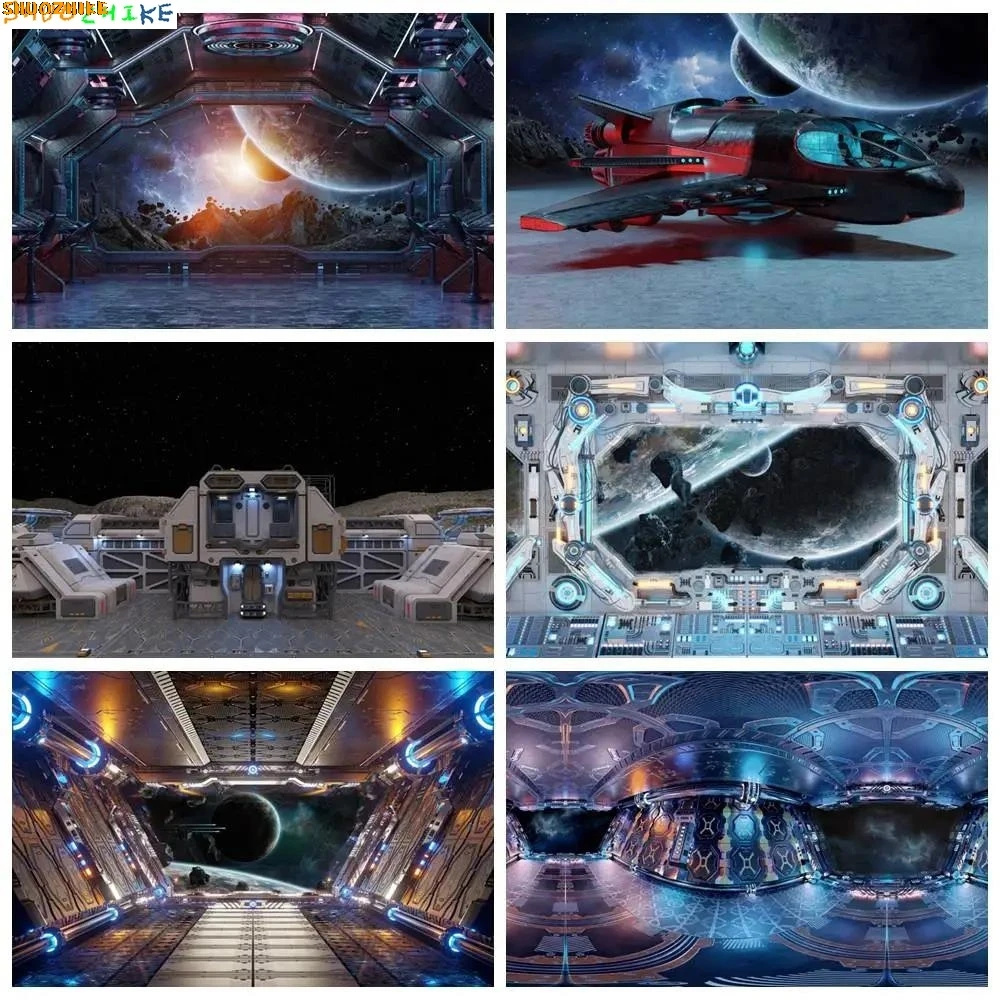 

Outer Space Boys Birthday Photo Backdrop Universe Spacecraft Astronauts Party Planet Background Custom Photography Props