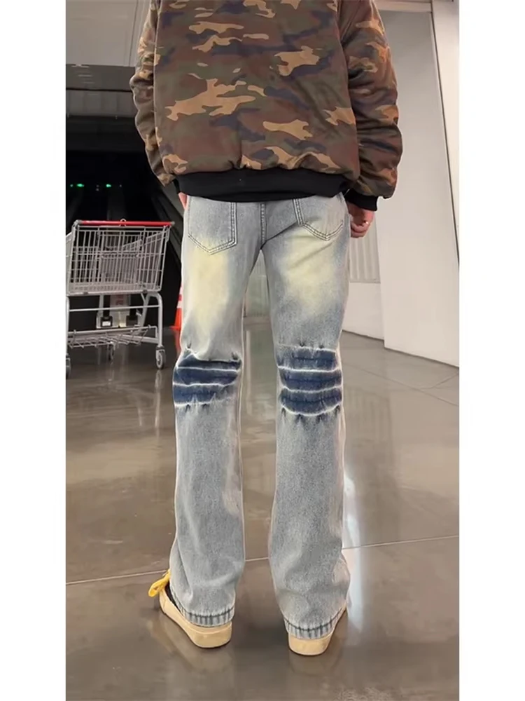 

Мужские джинсы Cleanfit прямого кроя с узором в виде молнии, в американском стиле, повседневные, буткат, для уличной моды