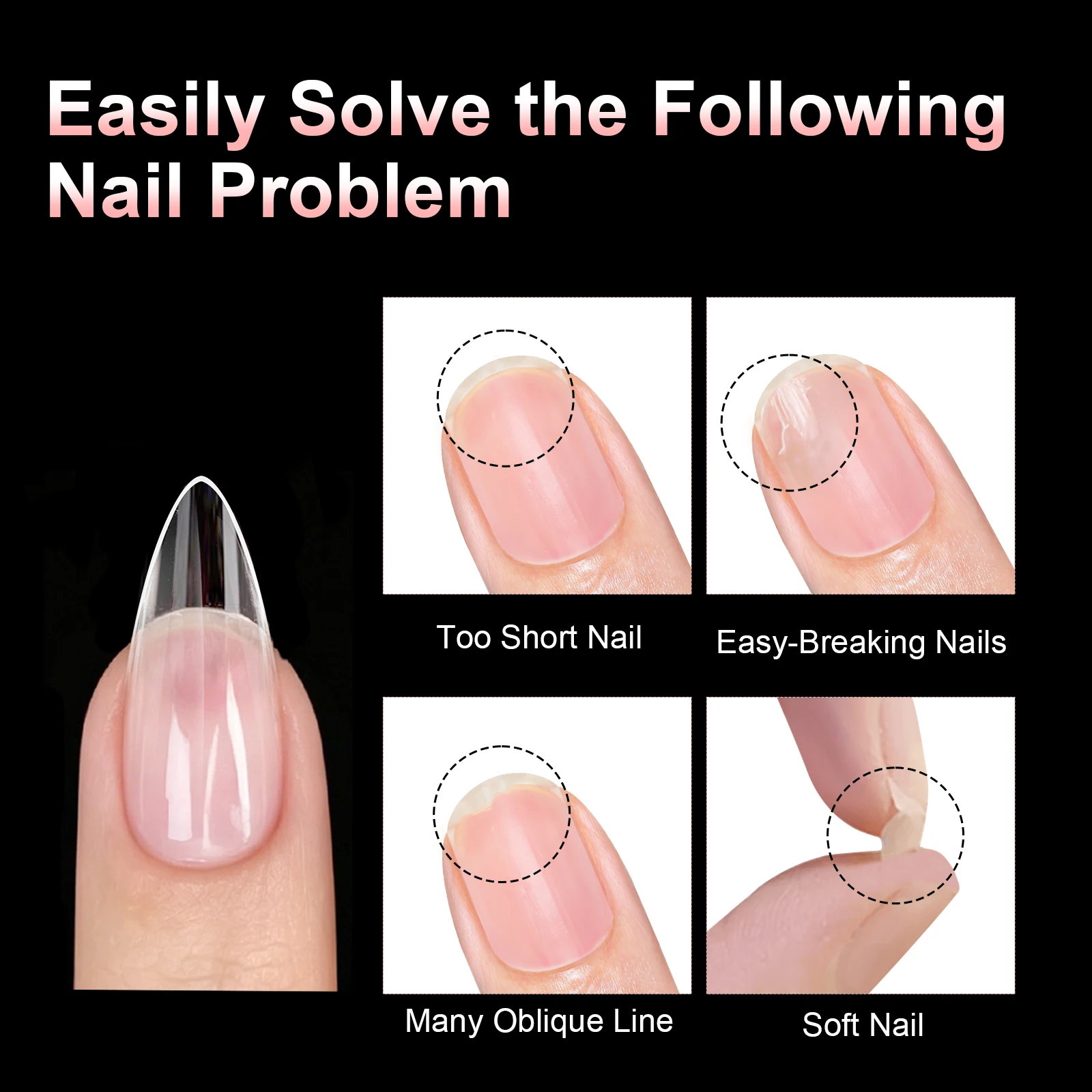 120 Stück Halbmatte Verlängerungs-Gel-Tips, Mandel-, Stiletto-, Coffin- und French-Form, Künstliche Nägel, Vollabdeckung, Acryl, für Salon und Zuhause, Press-On-Nägel – Detail 4