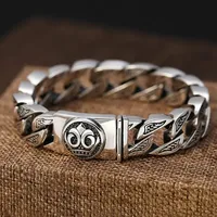 QN Silver Color Vintage Men's Bracelet Personality Locomotive Friends Bracelets for women Domineering Fashion Jewelry
