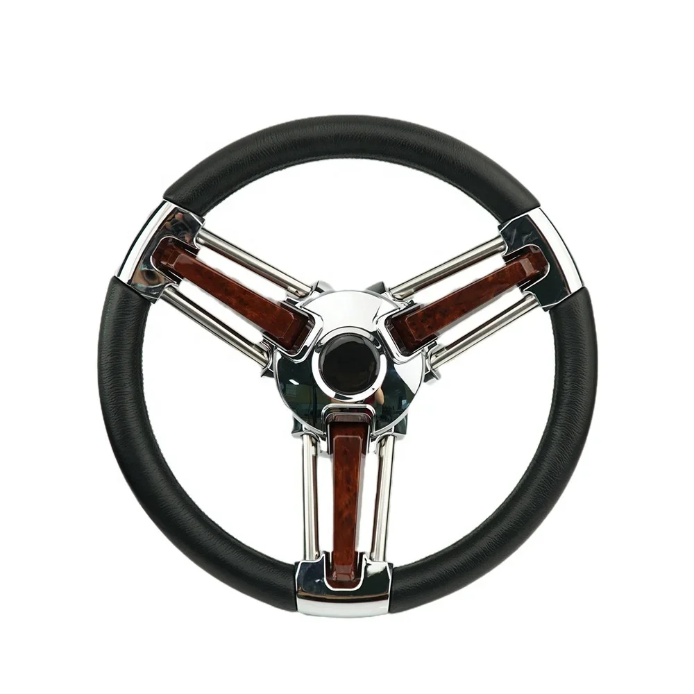 Stainless Steel Steering Wheel Boat Steering Wheel Set For Ship Yacht