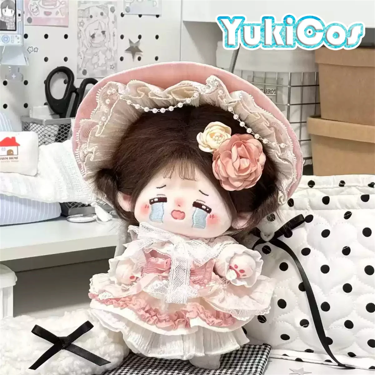 Lolita Princess Ball Party Pink Dress Costume for Stuffed Plushie Plush 20cm Doll Accessories Doll's Clothes KN Mar