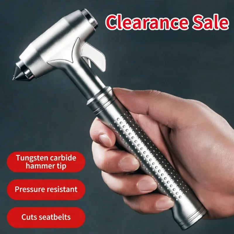 Multi Functional Emergency Knife Head Safety Hammer Car Safety Hammer All Metal Specialized Outdoor Self-defense Escape Hammer