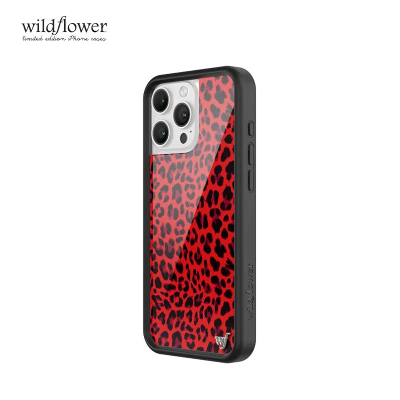 Wildflower ins Girls Red Meow Phone Case for iPhone 12 13 14 15 16 Pro Max Plus leopard print wf lovers Cute Cartoon Back Cover