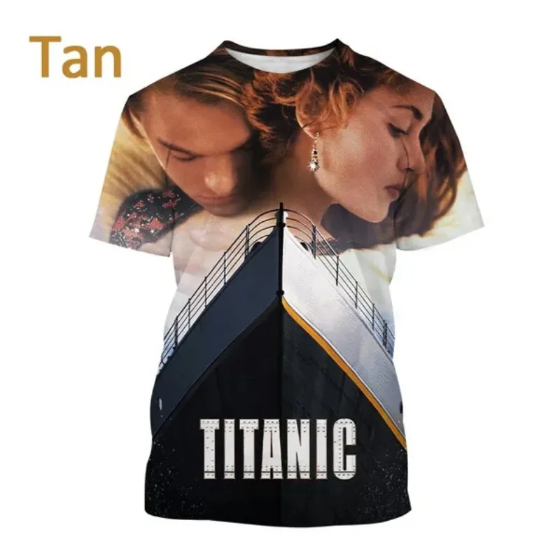 Men\'s Titanic Movie Poster Fashion Print Short Sleeve T Shirt Classic Disaster and Romance Film Harajuku Streetwear Top