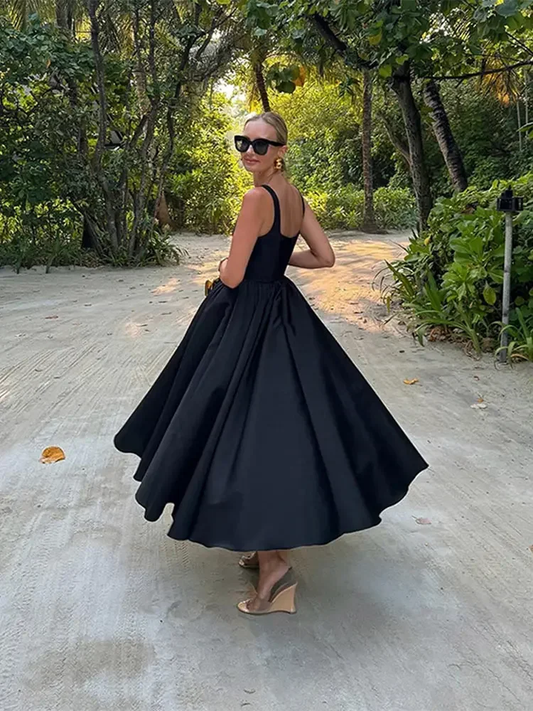 

Fashion Spaghetti Strap Backless Long Dress Women Elegant Sleeveless High Waist Dresses Chic Female Night Club Party Vestidos