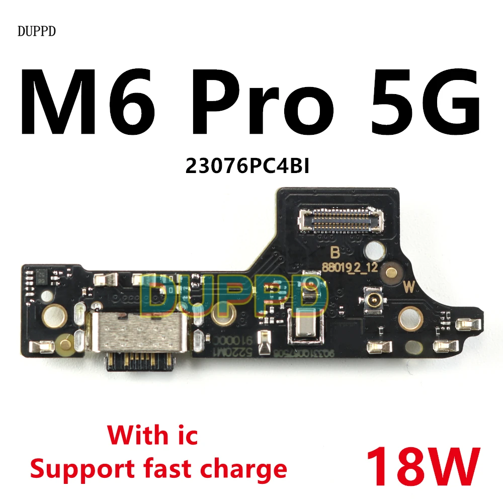 USB Type-C Charging  For Xiaomi Poco M6 Pro 5G Charger Port Connector Board With Microphone Mic Parts Flex Cable M6Pro 18W