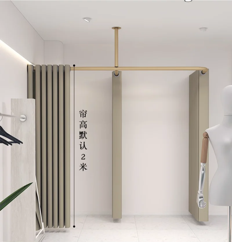 Sklep odzieżowy, suknia ślubna, przymierzalnia, zasłona działowa typu F, prosta mobilna garderoba