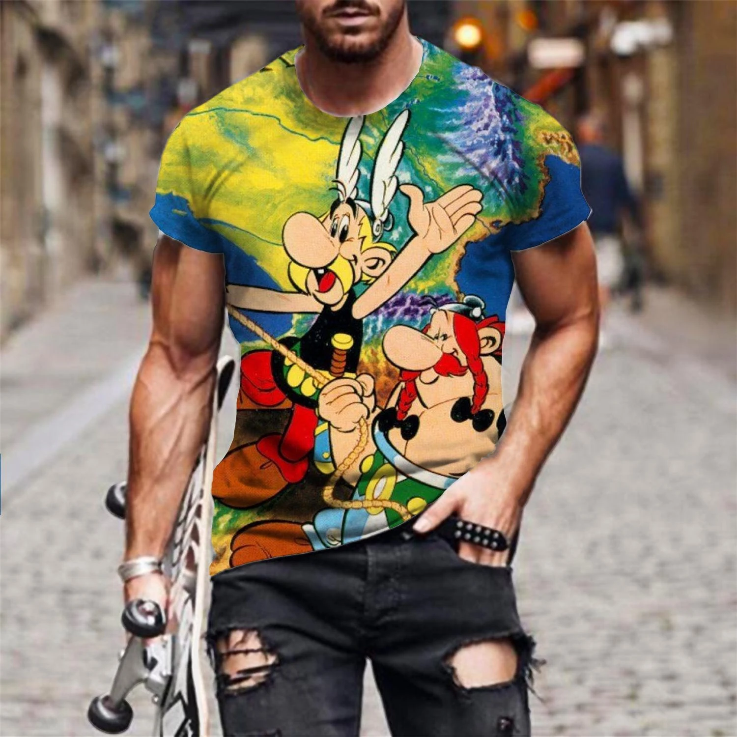 Anime Cartoon T-Shirts Asterix And Obelix 3D Print Streetwear Men Women Fashion Short Sleeve T Shirt Kids Tees Tops Man Clothing