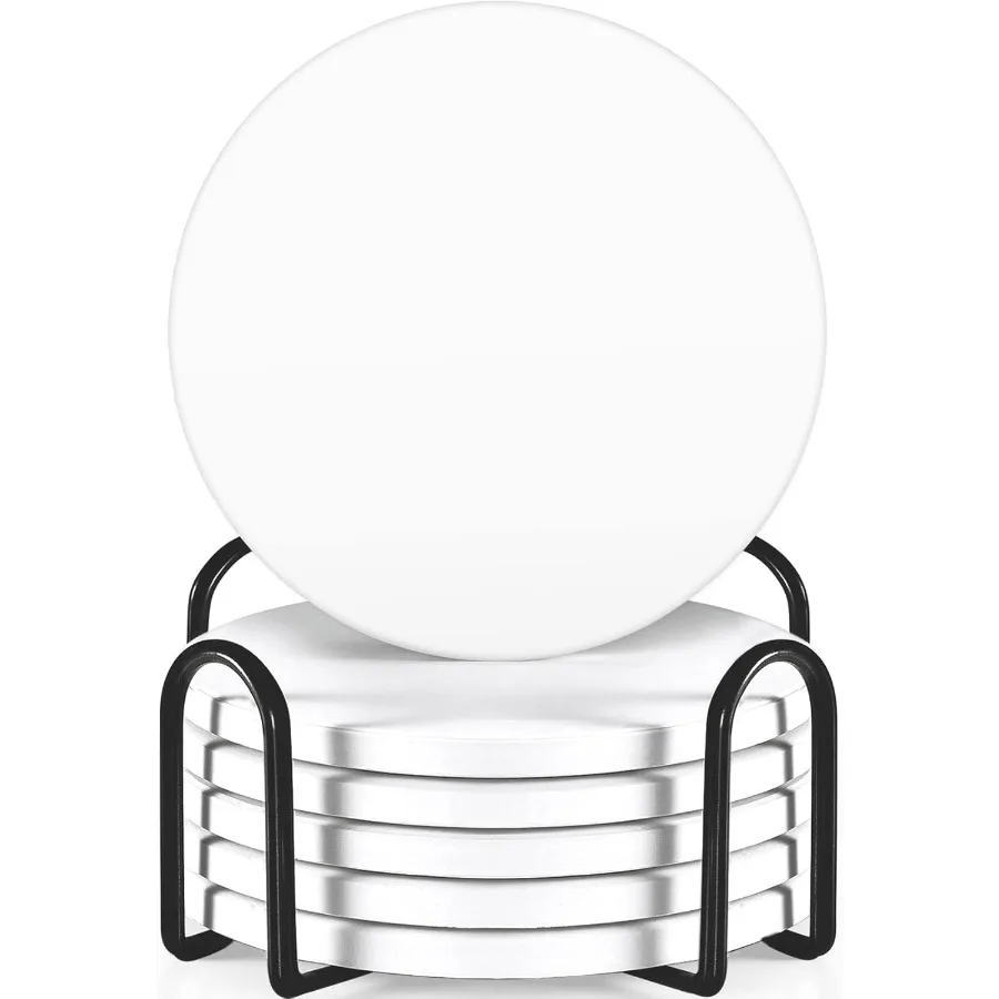 

Coasters for Drinks with Holder for Coffee Table Absorbent Coaster Sets of 6 Drink Coasters with Marble Ceramic Cup Coasters fo