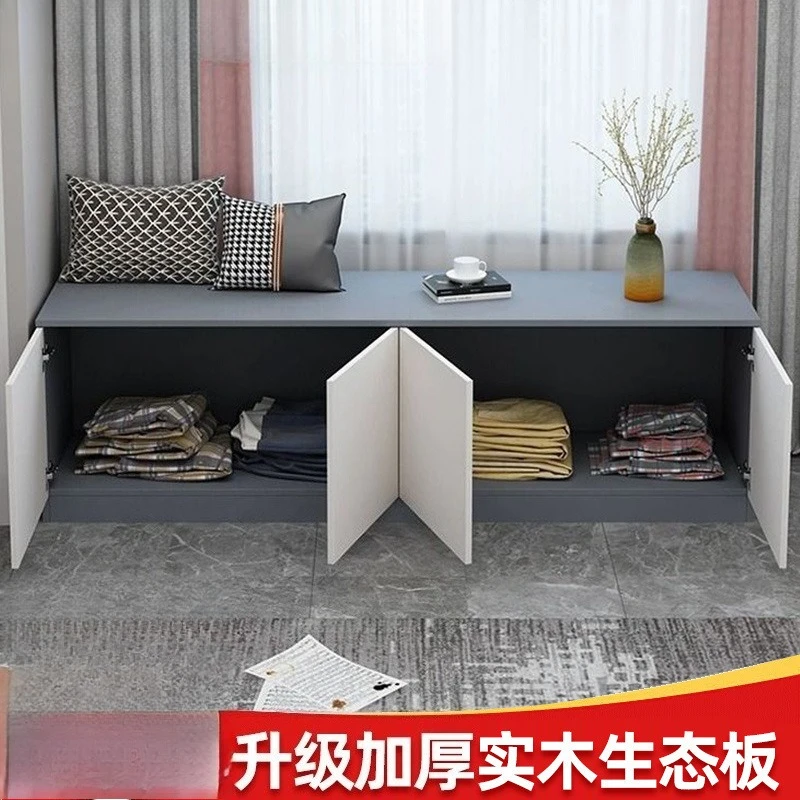 Bay window cabinet Seated solid wood multi-layer storage cabinet Floor cabinet Drawer bedside locker Simple rectangular short