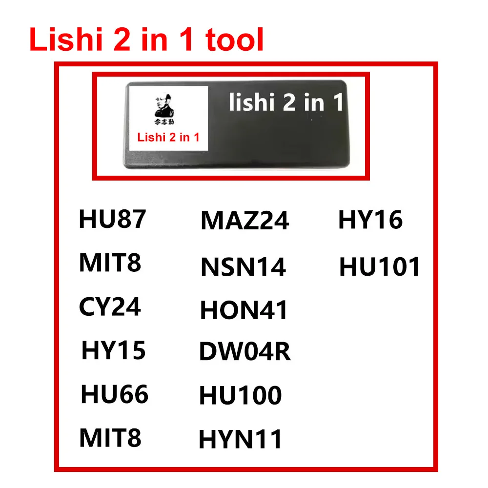 Lishi 2 in 1 HYN11 MAZ24 HU87 NSN14 CY24 HON41 HY15 HU66 DW04R HU83 HU100 MIT8 FO38 HU101 HY16 Locksmith tools