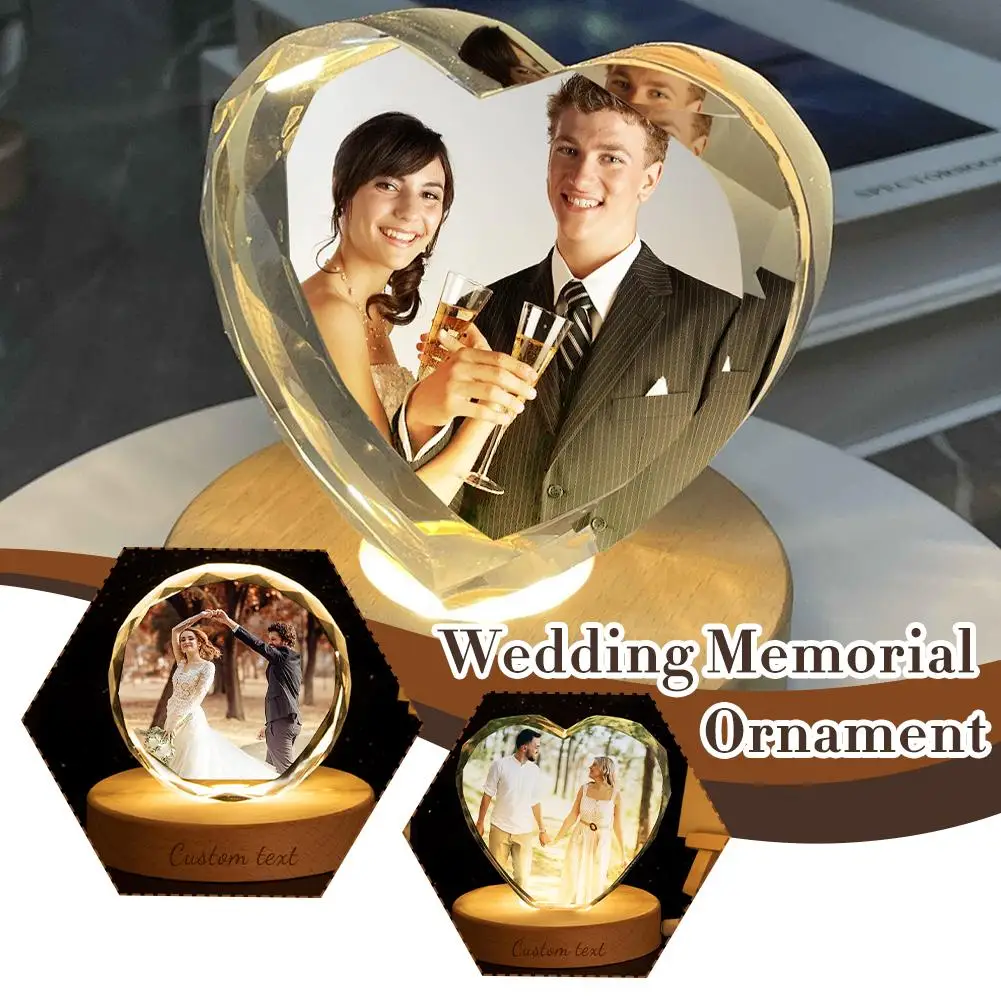 Customized Memorial Gift Personalized 3D Crystal Photo DIY Pattern Lettering Living Room Bedroom Decoration Unique Souvenir Gift