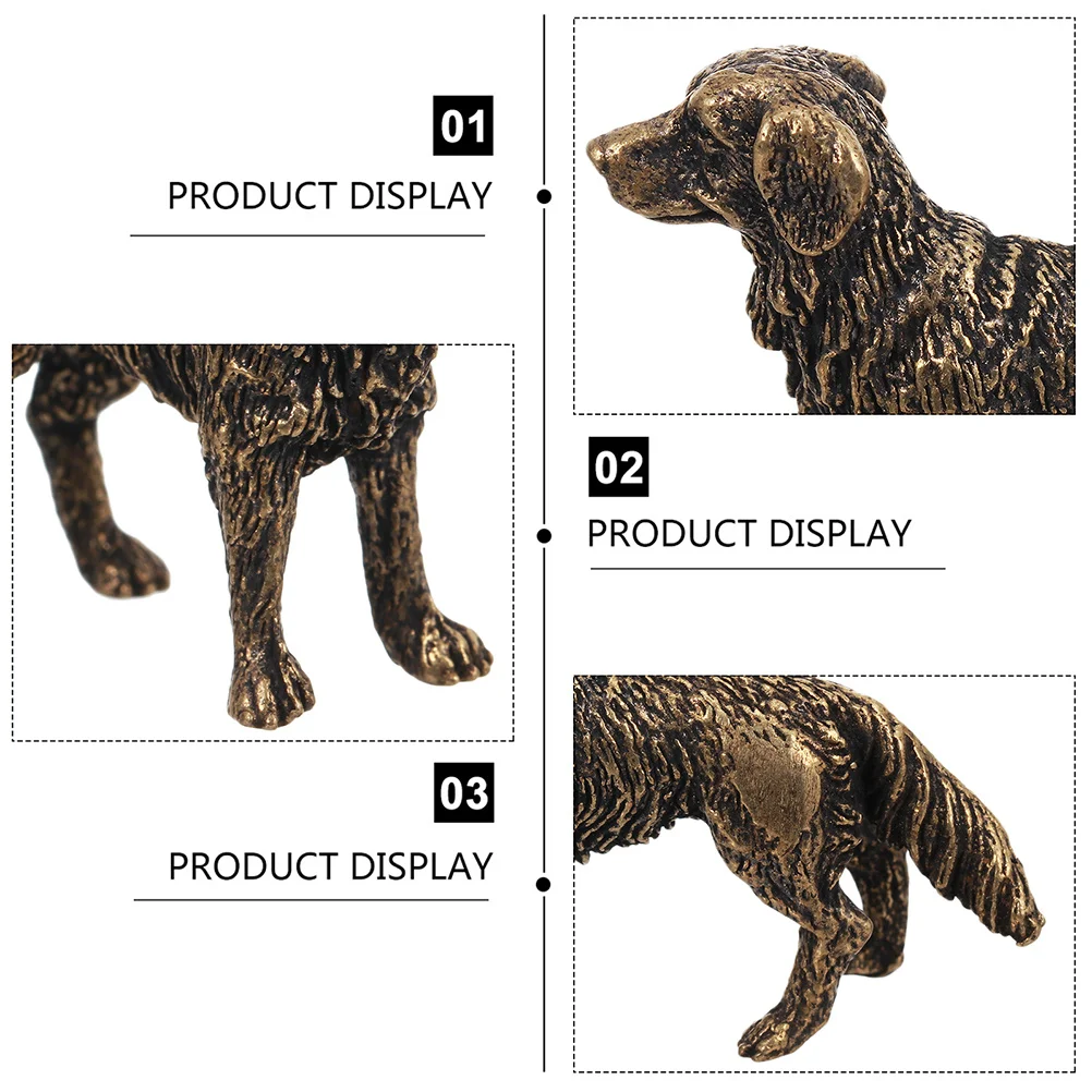 

2pcs Brass Shepherd Dog Vintage Sculpture Decor Home Office Statuette Mini Shepherd Dog Adornment Craft