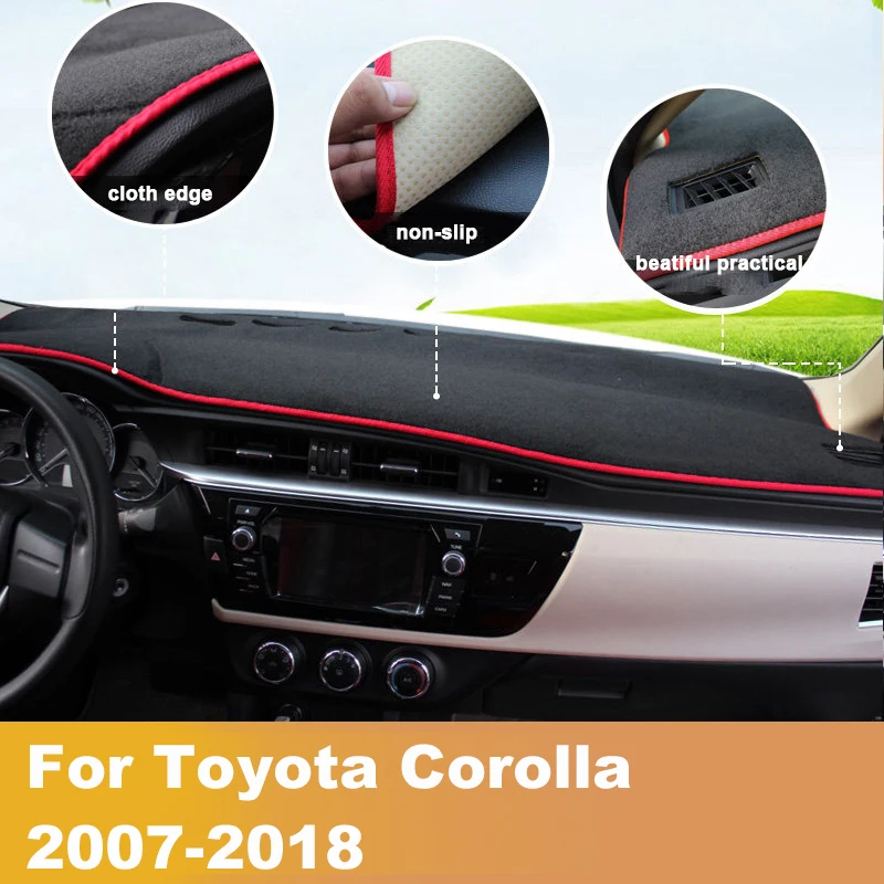 Car Dashboard Avoid Light Pad Instrument Platform Cover Mats Carpets LHD For Toyota Corolla E150 E180 2006-2015 2016 2017 2018