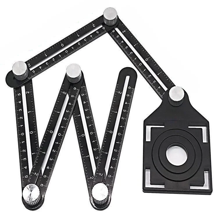 Aluminum alloy six folding ruler multi-functional folding tile universal opening positioning tile woodworking measuring ruler