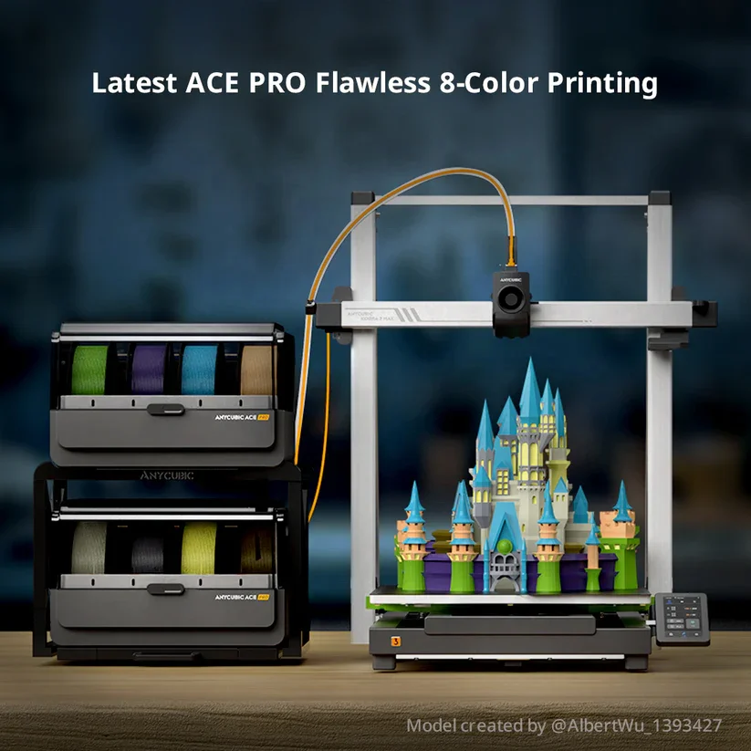 Anycubic Kobra 3 Max Combo Multicolor High Speed Max 600mm/s Large Print Size 420*420*500mm Desktop FDM 3D Printer