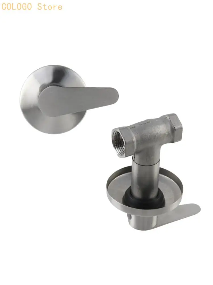 Wall-Concealed Water Stopcock with Threaded Connection, Stainless Steel Body, Brass and Accessible Single Handle for Water Lines