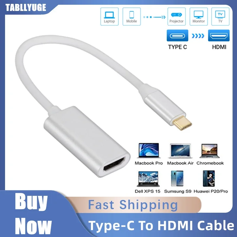 

Type C to HDMI-compatible Adapter Cable USB C to HDMI HD TV Converter USB 3.1 HDTV for Laptop Huawei Mate 30 PC MacBook Samsung