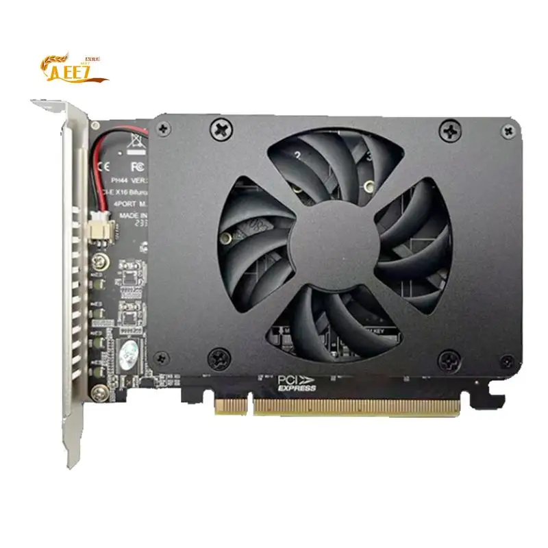 

AEE7-PCIEX16 NVME M2 MKEY SSD RAID-массив адаптера расширения материнская плата PCIE разделенная карта с охлаждающим вентилятором