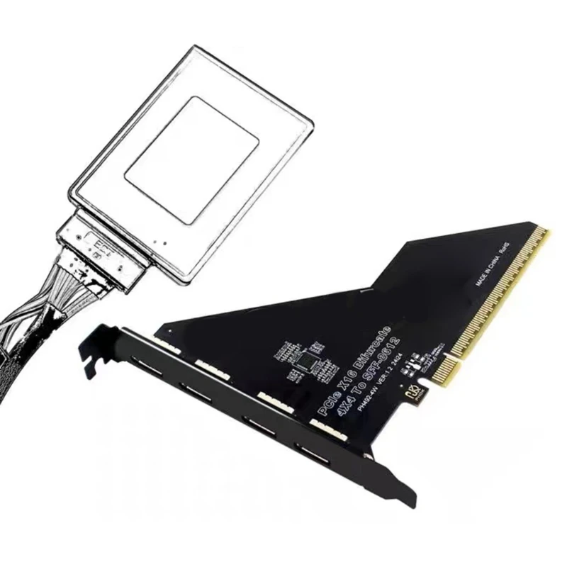 PCIe X16 Splitter Card 4 Port PCIE X4X4X4X4 to OCulink SFF 8612 Expansion Adapter Enhances Gaming and Video Editing