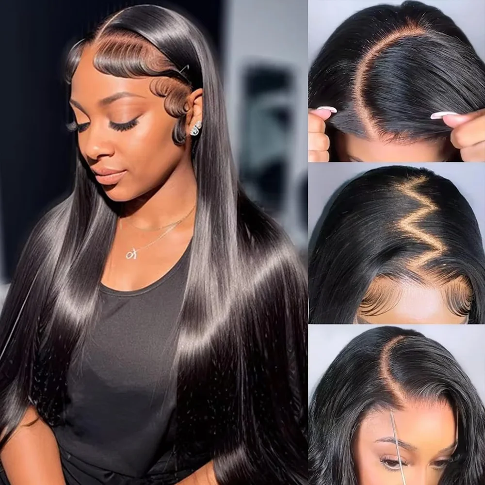 HD Lace Front Human Hair Wigs Straight 13x4 13x6 Transparent Lace Frontal Human Hair Wigs Pre Plucked HD Lace Wigs For Women  Natural Black Bone Straight Brazilian Remy Human Hair
